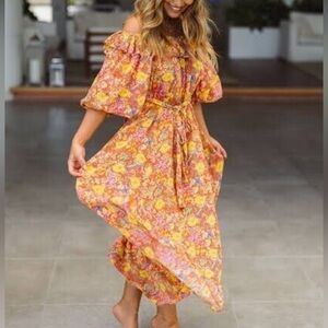 NWT Spell Last Drinks Midi Dress in Sunset Floral size small